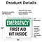 Signmission First Aid Kit Inside, 14 in W x Rectangle, Vinyl Decal OS-2PACK-EM-D-1014-L-10323 - alternate 6